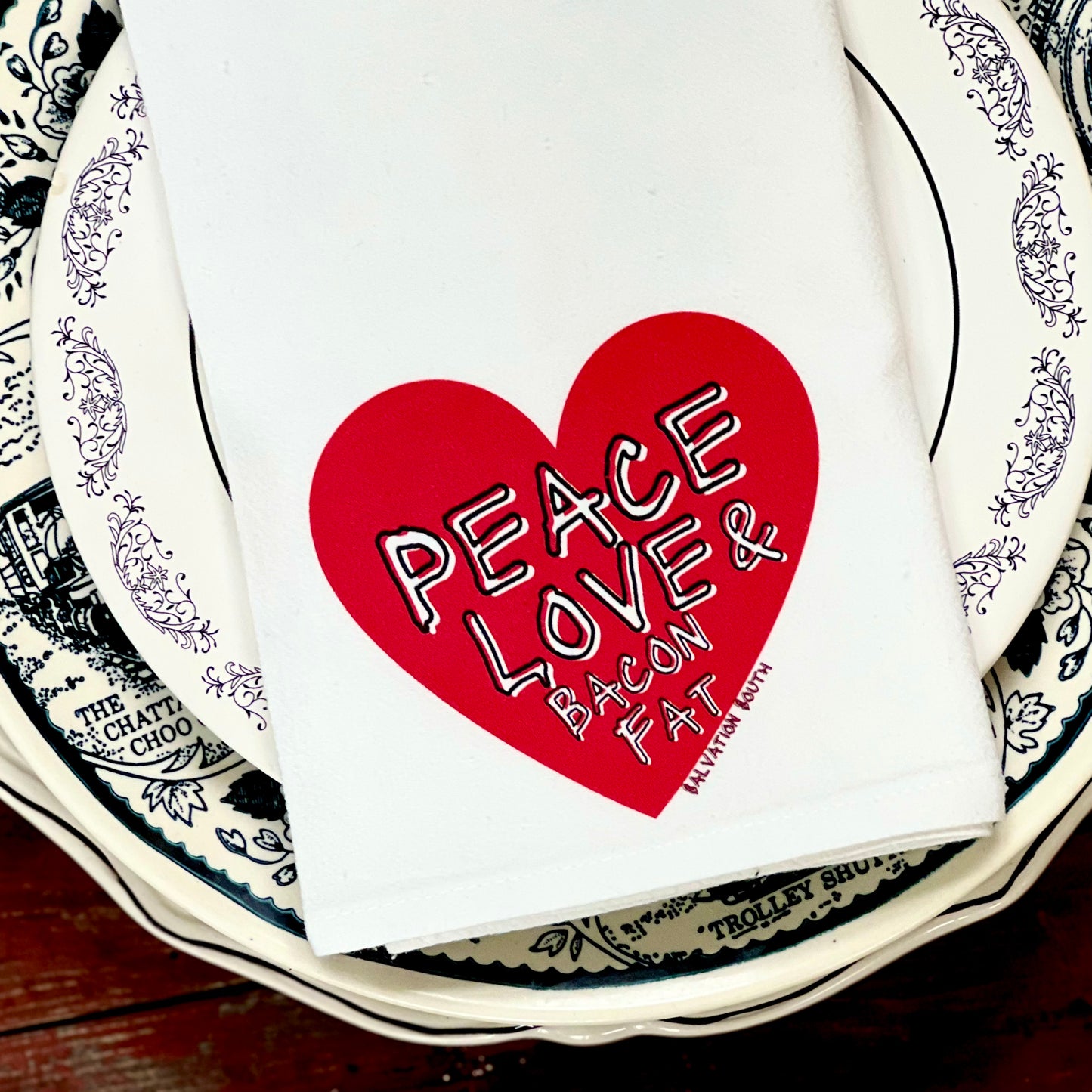 The Peace, Love and Bacon Fat Dinner Napkin